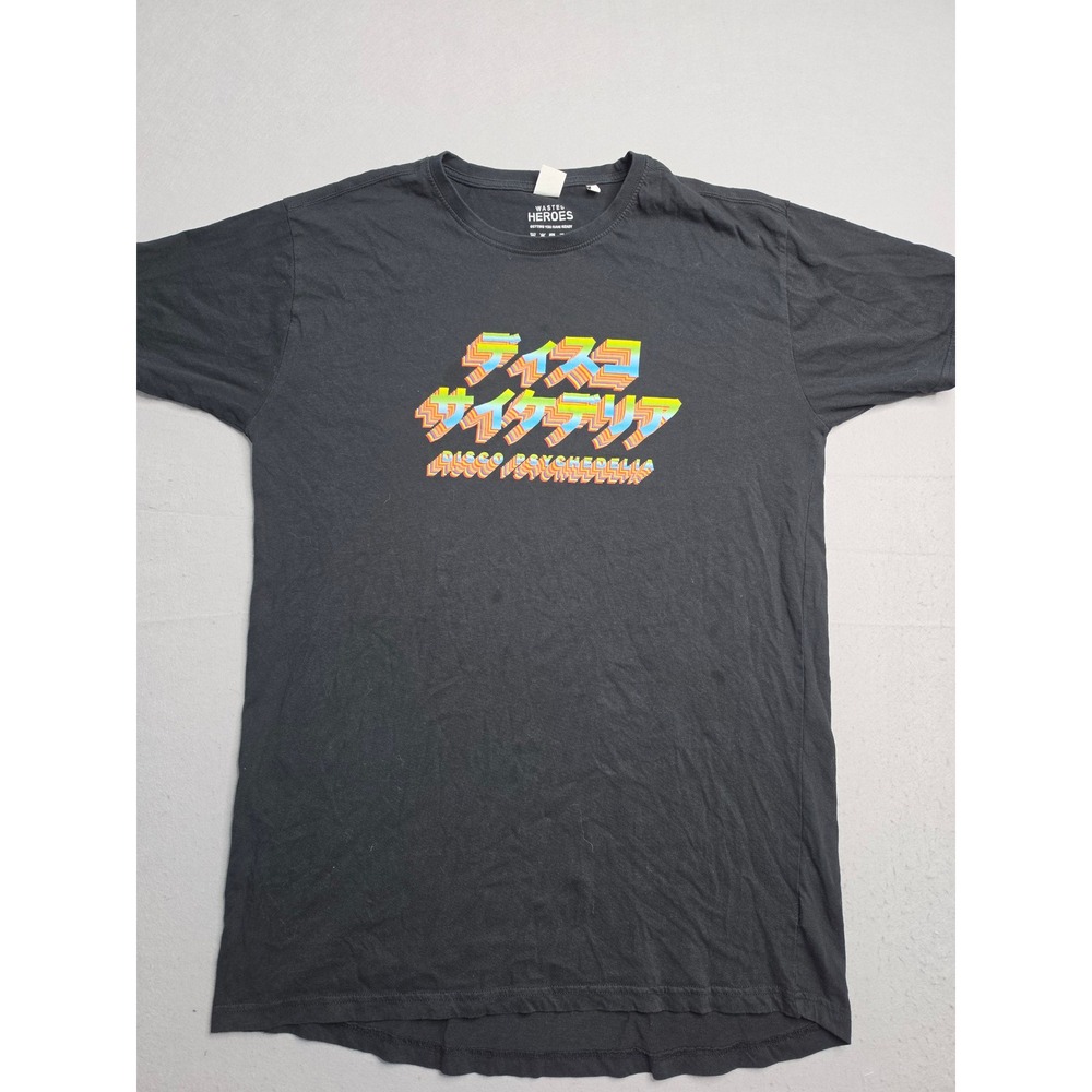 Wasted Heroes T-Shirt Men Large Black Disco Psychedelia Graphic Cotton Skinnifit
